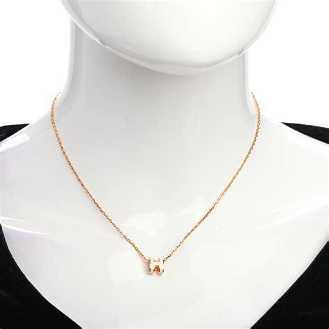 hermes gold h necklace with diamonds|hermes mini pop necklace.